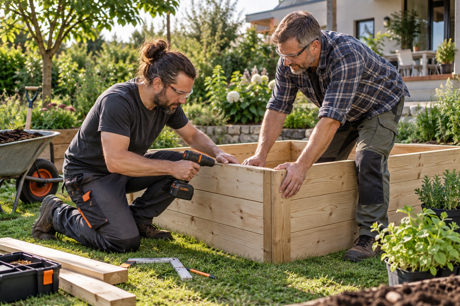 Heimwerkerprojekt am Hochbeet im Garten